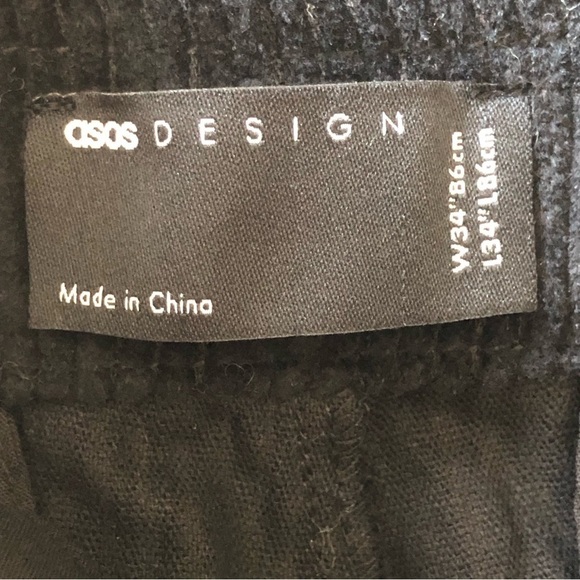 ASOS Wide Wale Black Corduroy Trousers 34 - Picture 8 of 9